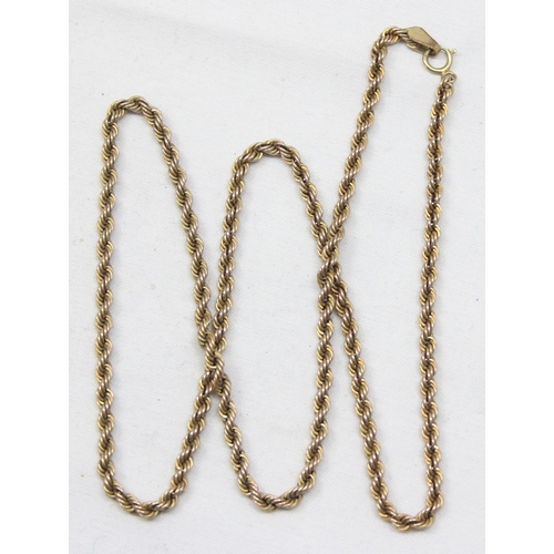 2299 - A 9ct gold rope twist necklace, marked 375 and XRF confirmed, approx 44cm long, approx 2.85g gross