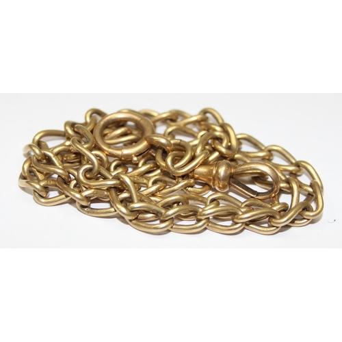 2302 - A long antique 18ct yellow gold Albert chain with open links, each link marked 18 and XRF confirmed,... 