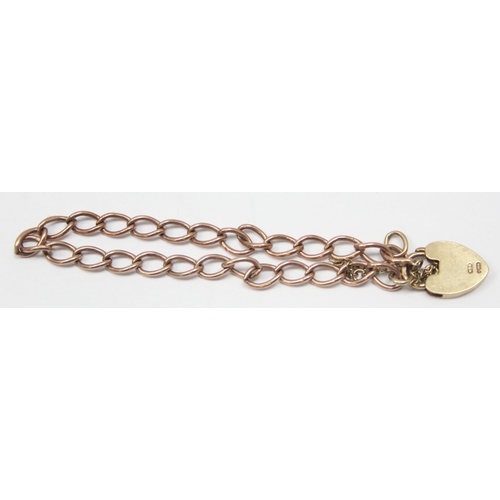 2305 - A vintage 9ct gold open link bracelet with padlock clasp, marked .375 and XRF confirmed, approx 18cm... 