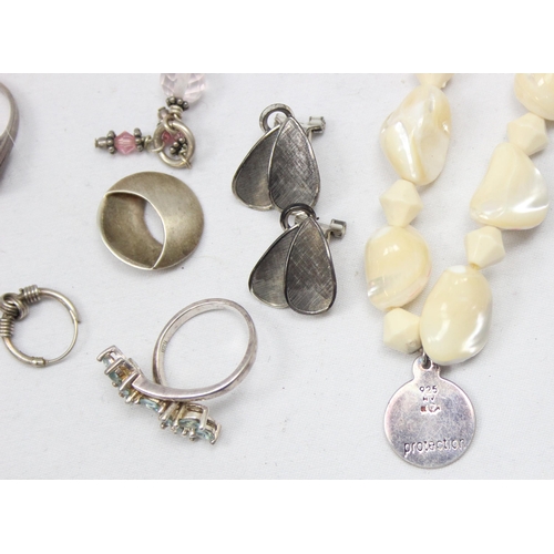 2330 - Qty of assorted silver and silver mounted jewellery, all XRF confirmed, approx 85.3g gross