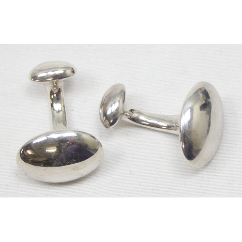 2336 - A boxed pair of modernist style plain silver cufflinks, marked 925 and XRF confirmed