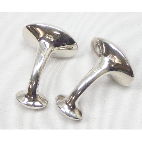 2336 - A boxed pair of modernist style plain silver cufflinks, marked 925 and XRF confirmed