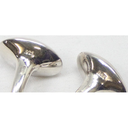 2336 - A boxed pair of modernist style plain silver cufflinks, marked 925 and XRF confirmed