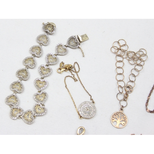 2351 - Qty of assorted silver gilt jewellery to inc an interlocking heart bracelet, all XRF confirmed, most... 