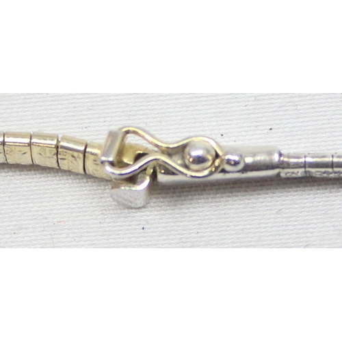 2370 - An Italian 925 silver and silver gilt snake chain necklace, marked and XRF tested, approx 42cm long,... 