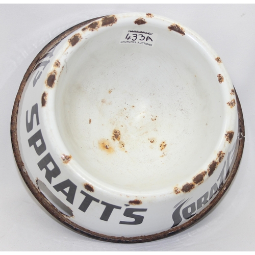 433A - A rare Spratt's enamel advertising dog bowl, approx 26cm in diameter