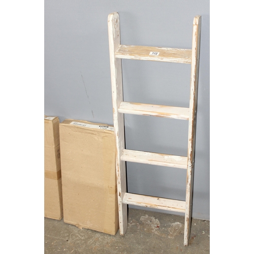 112 - 2 x IKEA Svala children's chairs in boxes and small pine bunk-bed ladder