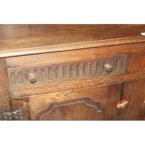 113 - A large vintage Jacobean style oak dresser, approx 146cm wide x 48cm deep x 194cm tall