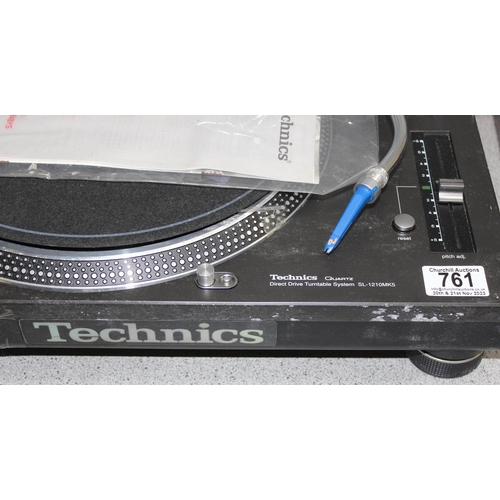 761 - Technics Quartz direct drive turntable system SL-1210 MK5and a Technics HD51 mini hi-fi stand