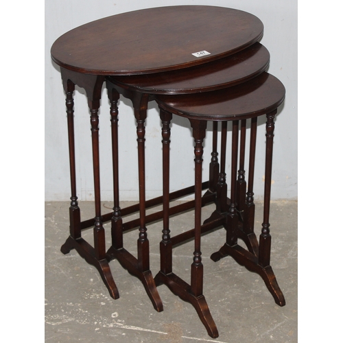 29 - Edwardian oval nest mahogany stacking side tables