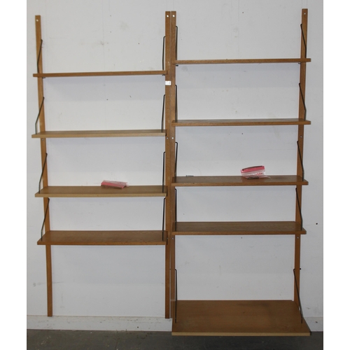 5 - A 1970's Danish Royal System wall unit, designed by Paul Cadovius, comprising 9 shelves and hanging ... 