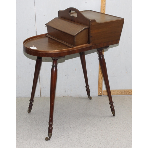 25 - Unusual Regency period mahogany butler's Canterbury or serving table, shaped top with removable box ... 