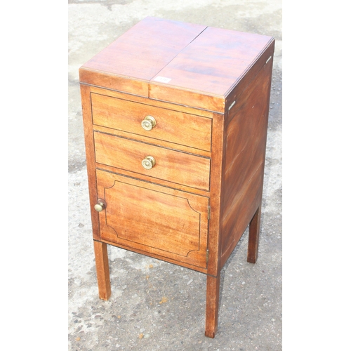 41 - Georgian mahogany and boxwood gentleman's wash stand, approx 40cm W x 40cm D x 84cm H