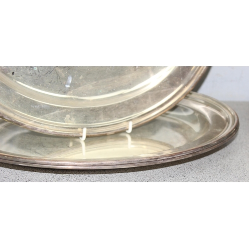 1026 - 6 silver plated platters/serving plates, largest approx 36cm x 27cm, 4.8kg gross