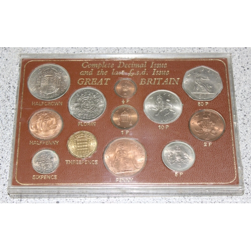 1218 - 1977 GB & I proof coin set, 3 other coin sets, a 1977 New Zealand Silver Jubilee Dollar in case and ... 