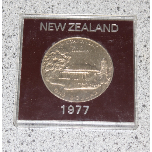 1218 - 1977 GB & I proof coin set, 3 other coin sets, a 1977 New Zealand Silver Jubilee Dollar in case and ... 