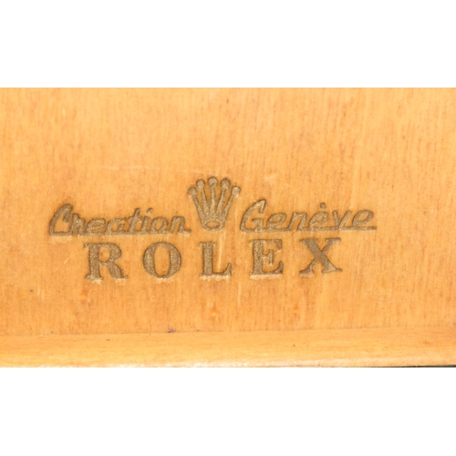 1329 - Rare 1960’s vintage Rolex Cellini green leather bound wooden watch box with embossed stamped Rolex l... 