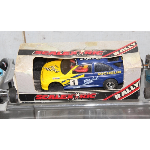 1536 - Qty Scalextric racing cars and a table top display box