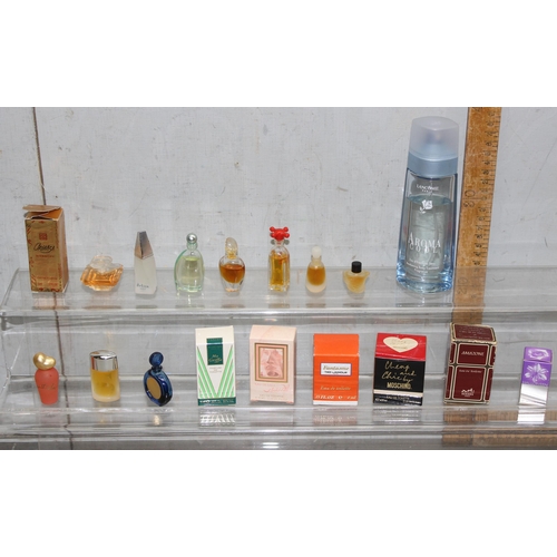 1647 - Collection of perfume samples including Moschino, Salvador Dali, Ted Lapidus, and a partly used Lanc... 