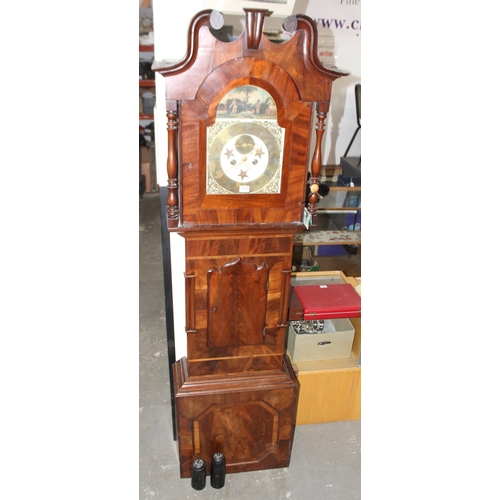 1312A - Antique mahogany cased longcase clock by Joseph Quarman of Temple Cloud, elaborate painted dial with... 