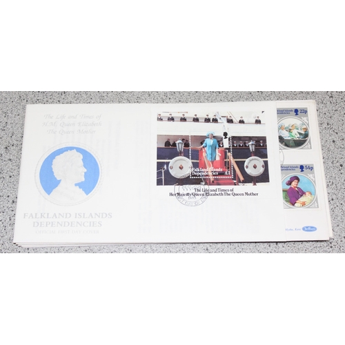 556 - Stamps - Commonwealth, Benham Luxury FDCs, 1980 Queen Mother (30)