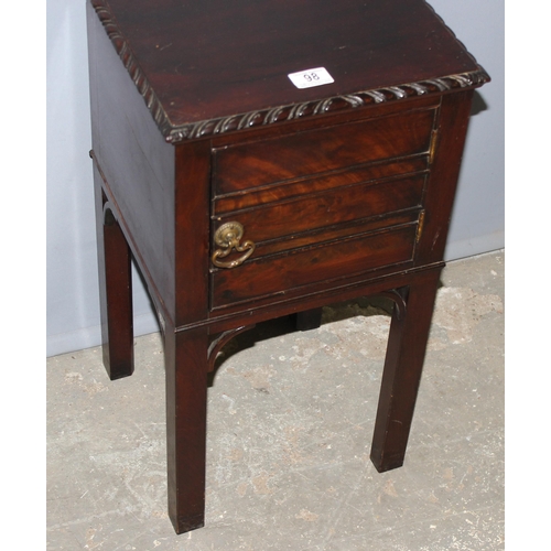 98 - Chippendale style rope edged mahogany bedside cabinet approx. 34cm W x 34cm D x 64cm H