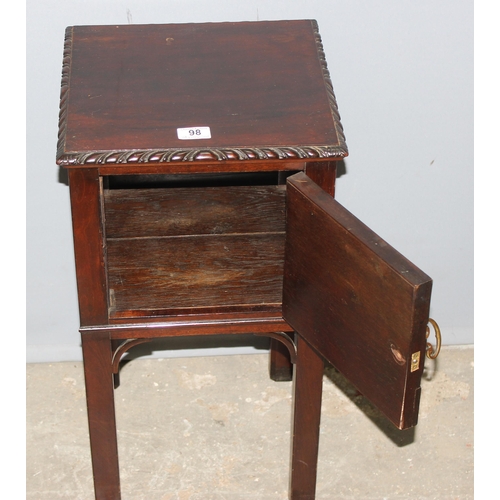 98 - Chippendale style rope edged mahogany bedside cabinet approx. 34cm W x 34cm D x 64cm H