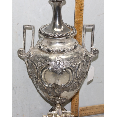 1059 - A large antique silver plated Samovar, seemingly unmarked but likely late 19th century, approx 60cm ... 