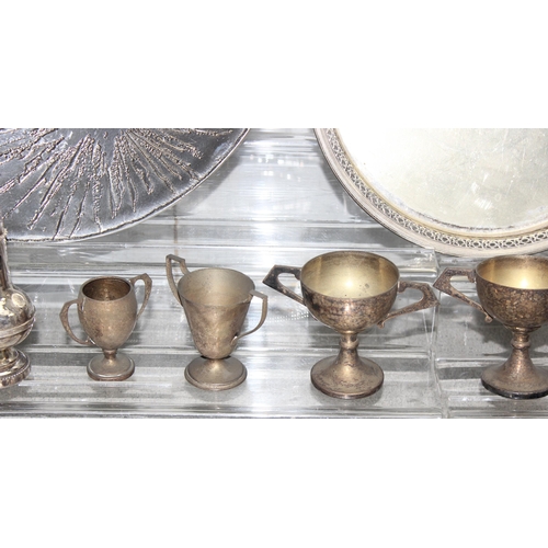 1065 - Qty of assorted antique and later silver plate and other metalware items, approx 10kg gross