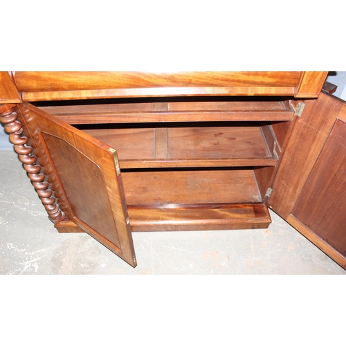 117 - A 19th century mahogany sideboard with shelf over a hidden drawer and a cupboard, approx 120cm wide ... 