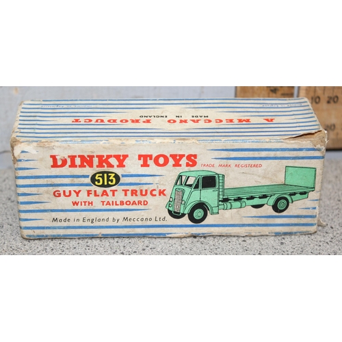 1548 - A vintage Dinky Toys 513 Guy Flat Truck with Tailboard, 2 tone green, in original box