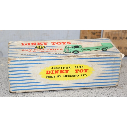 1548 - A vintage Dinky Toys 513 Guy Flat Truck with Tailboard, 2 tone green, in original box