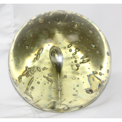 1656 - An unusually large 19th century Victorian glass dump paperweight with random bubble design, approx 1... 