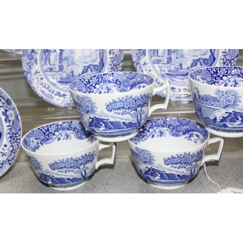 1666 - A set of blue & white Spode Italian Pattern breakfast cups and saucers, each cup approx 10.5cm in di... 