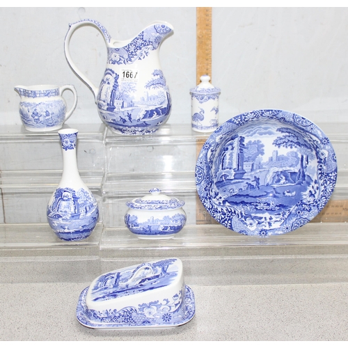 1667 - Qty of assorted blue & white Spode Italian pattern and Blue Room ceramics to inc a cheese dish, wate... 