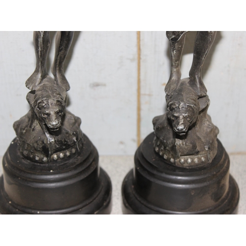 1787 - A pair of antique spelter figures, a Victorian jug bearing lozenge mark and an Art Pottery vase made... 