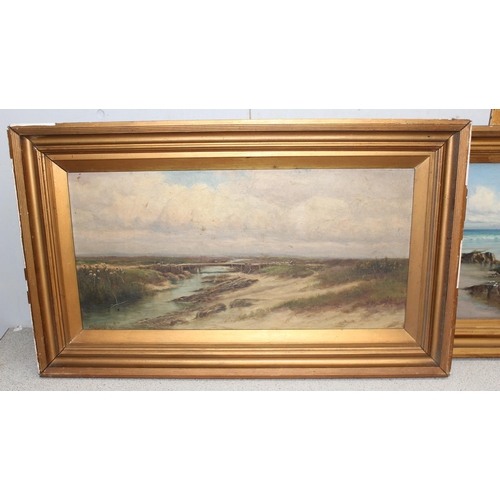 402 - G. Watson (XIX-XX), 2 antique oil on canvas paintings of coastal scenes, both signed G. Watson, one ... 