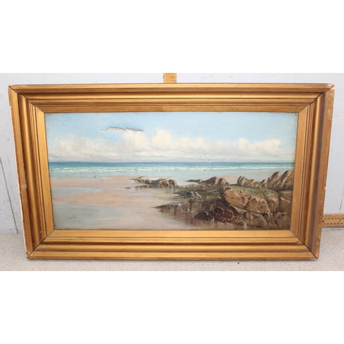 402 - G. Watson (XIX-XX), 2 antique oil on canvas paintings of coastal scenes, both signed G. Watson, one ... 