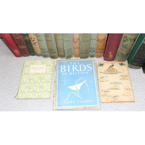 573 - A qty of assorted antique and later natural history books, mainly British birds and flora etc