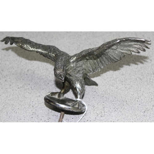 744 - A large vintage chrome plated car mascot formed as an eagle, wingspan approx 26cm