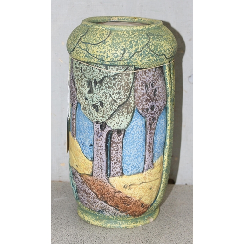 1602 - A highly decorative and unusual Art Deco/ Art Nouveau crossover period pottery vase depicting a shep... 