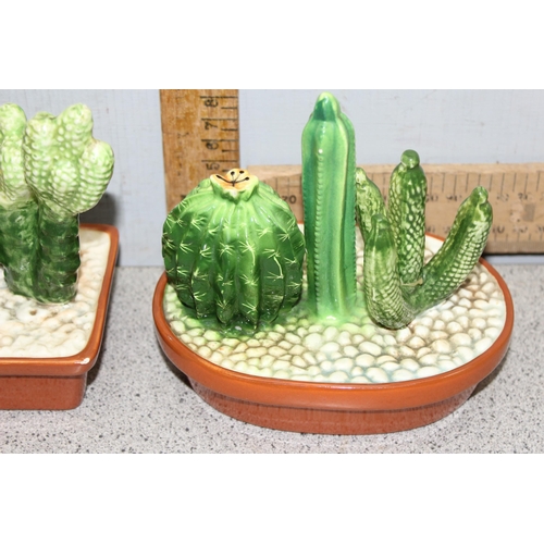 1769 - 3 retro Parlane ceramic cactus figurines originally sold by Habitat