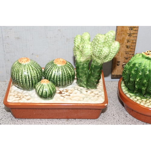 1769 - 3 retro Parlane ceramic cactus figurines originally sold by Habitat