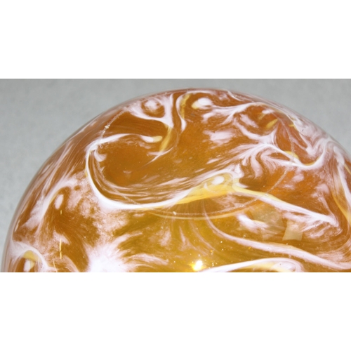 1776 - A large butterscotch coloured spherical glass vase, approx 26cm tall