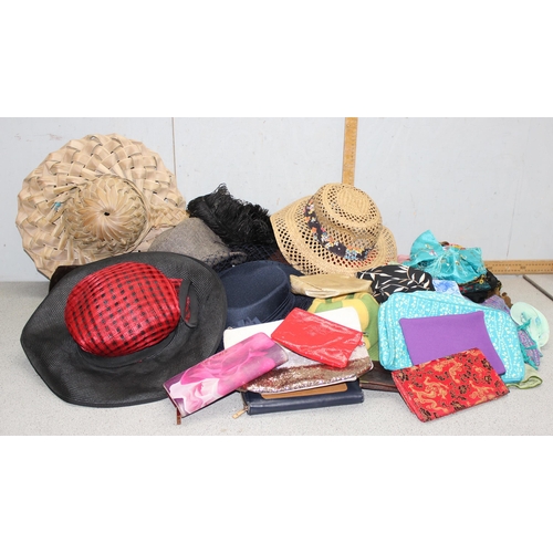 214 - Qty of ladies hats, purses and scarves