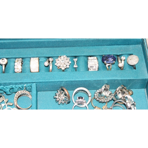 2355 - Qty of assorted costume jewellery rings in decorative box