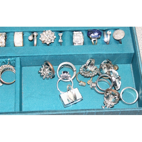 2355 - Qty of assorted costume jewellery rings in decorative box