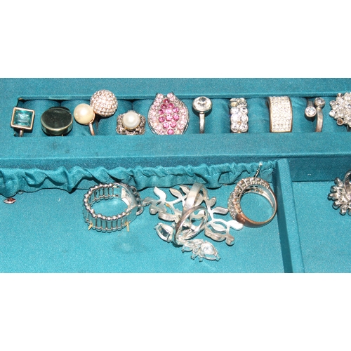 2355 - Qty of assorted costume jewellery rings in decorative box