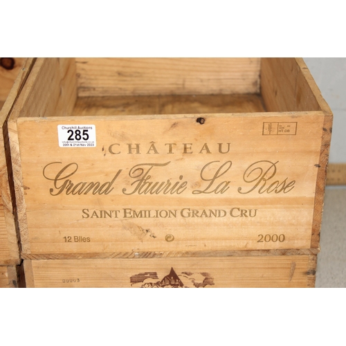 285 - 4 wooden wine crates, approx 50cm x 33cm x 17cm