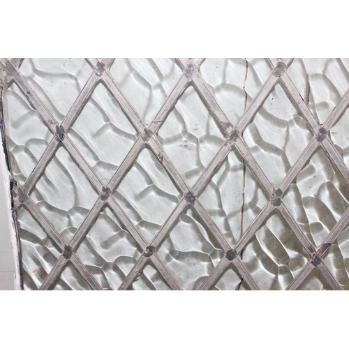 442 - Antique diamond pattern lead lined window pane, approx size 87cm x 45cm